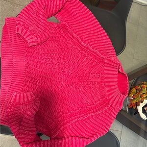 Free People Bright Pink Cable Knit Sweater